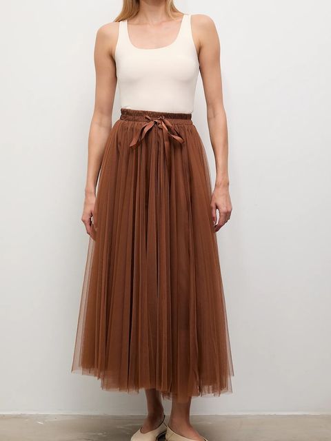 Answear.LAB spódnica kolor brązowy maxi rozkloszowana - zdjęcie produktu nr 1