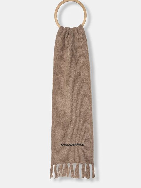 Karl Lagerfeld szalik damski kolor brązowy gładki 246W3305 - zdjęcie produktu nr 1