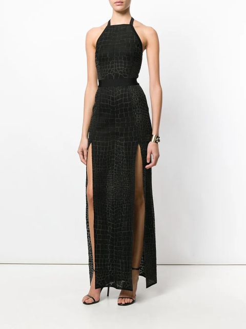 Balmain crocodile effect gown - Black