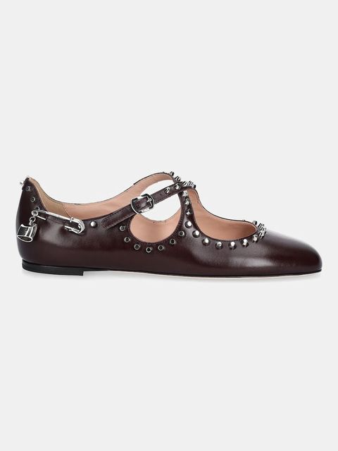 Bally baleriny skórzane BELISKA-STUDS kolor bordowy WA051M - zdjęcie produktu nr 2