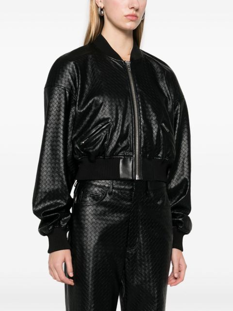 ROTATE BIRGER CHRISTENSEN braided cropped bomber jacket - Black