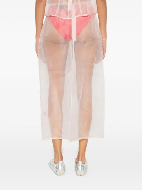 Simone Rocha sheer frayed column midi skirt - Pink