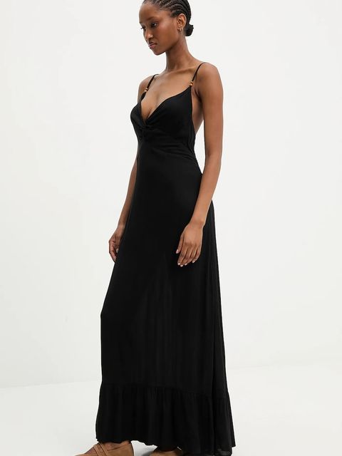 Answear.LAB sukienka bawełniana kolor czarny maxi rozkloszowana - zdjęcie produktu nr 2