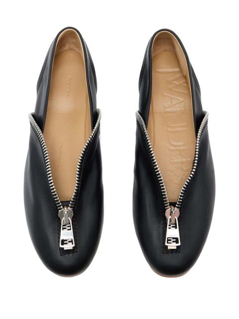JW Anderson zip-detail leather ballerina flats - Black