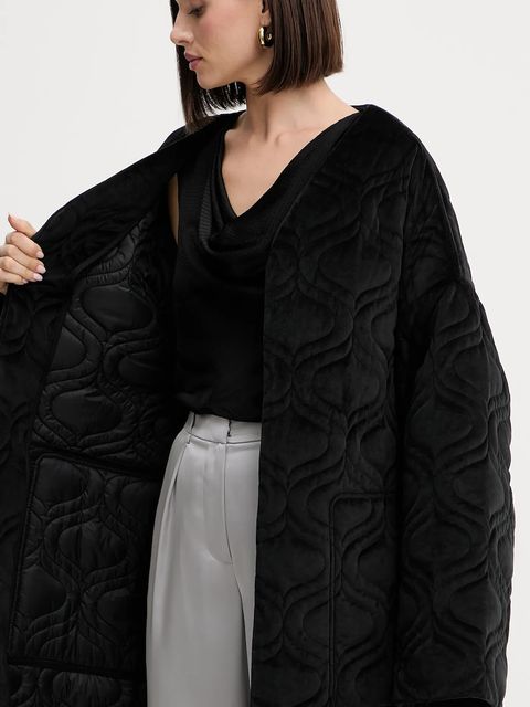 Charo Ruiz Ibiza płaszcz welurowy kolor czarny przejściowa oversize 257311