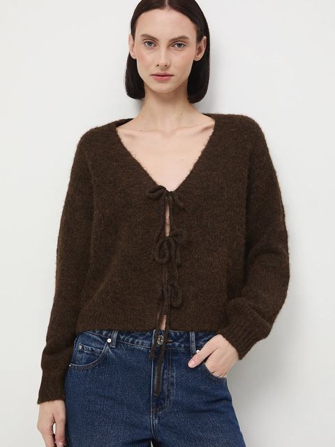 Medicine kardigan damskie kolor brązowy ciepły - zdjęcie produktu nr 1