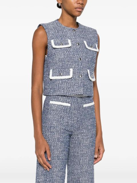 Maje button-front sleeveless tweed top - Blue - zdjęcie produktu nr 2