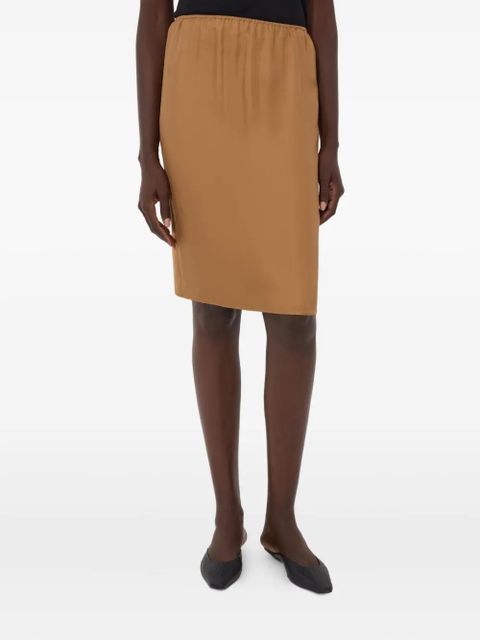 LouLou de Saison Vasali elastic-waist silk midi skirt - Brown