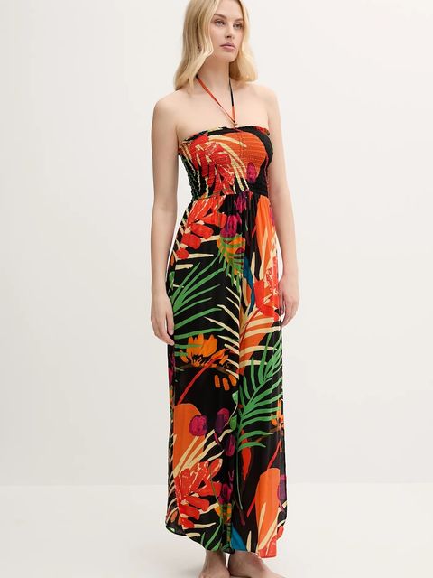 Desigual kombinezon plażowy BAHAMAS JAMPSUIT kolor czarny 25SWMW03