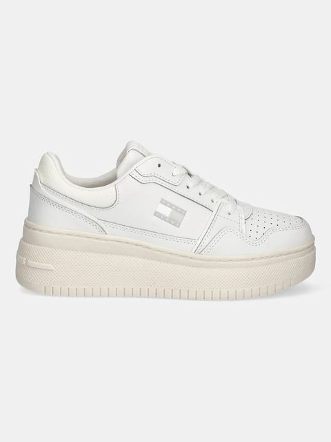 Tommy Jeans sneakersy skórzane TJW RETRO BASKET FLATFORM damskie kolor biały EN0EN02840