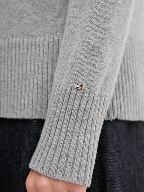 Tommy Hilfiger sweter z dodatkiem wełny damski kolor szary z półgolfem WW0WW46434