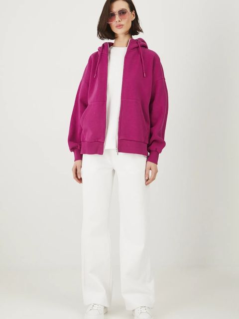 Medicine bluza damska kolor różowy z kapturem gładka - zdjęcie produktu nr 2