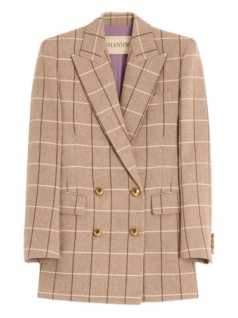 Valentino Garavani windowpane-check double-breasted blazer - Neutrals - zdjęcie produktu nr 1