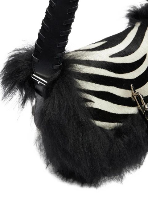 Blumarine mini zebra-print shoulder bag - White