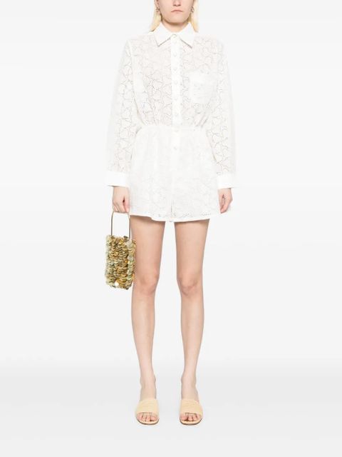 ZIMMERMANN crush embroidered playsuit - White