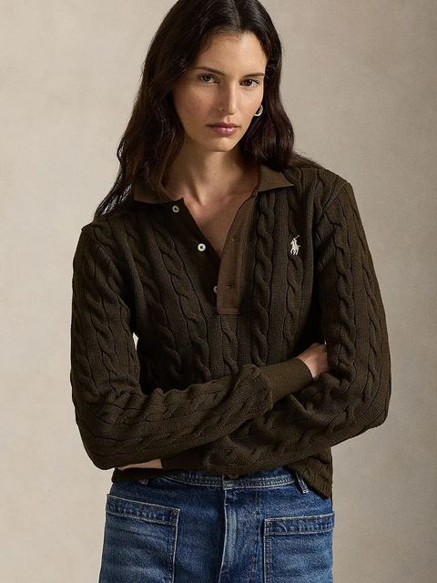 Polo Ralph Lauren sweter bawełniany damskie kolor brązowy lekki 211959100 - zdjęcie produktu nr 1