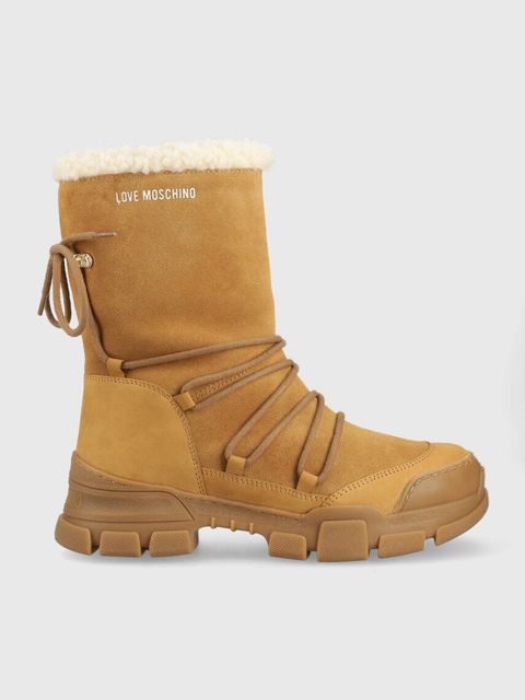 Love Moschino śniegowce zamszowe kolor beżowy - zdjęcie produktu nr 1