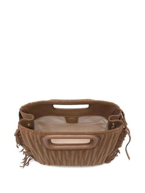 Maje fringed cut-out handle mini bag - Brown