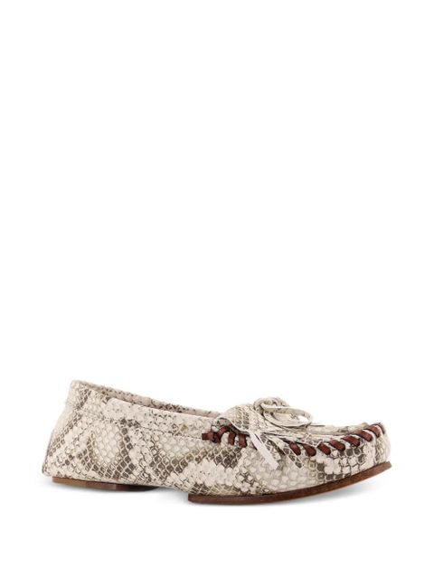 Paris Texas embossed-leather loafers - Neutrals