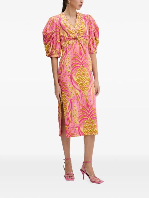 FARM Rio printed puff-sleeve midi dress - Pink - zdjęcie produktu nr 2