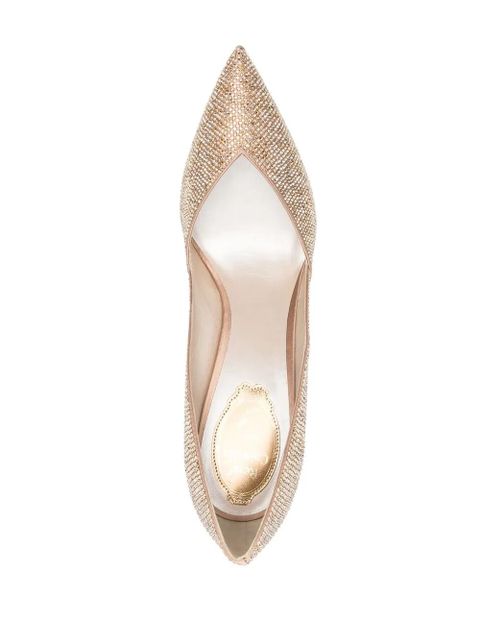 René Caovilla 105mm rhinestone-embellished leather pumps - Gold