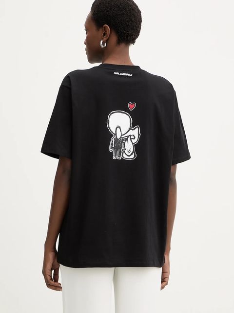 Karl Lagerfeld t-shirt bawełniany IKON damski kolor czarny B1W17090