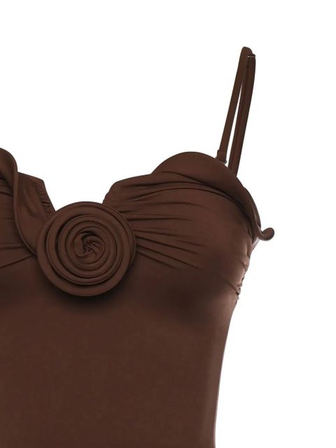 Magda Butrym ruffled floral swimsuit - Brown