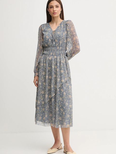 Pepe Jeans sukienka kolor niebieski midi rozkloszowana PL9537692 - zdjęcie produktu nr 1