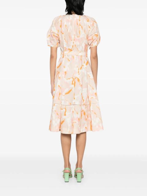 3.1 Phillip Lim abstract-print gathered-sleeves dress - Neutrals