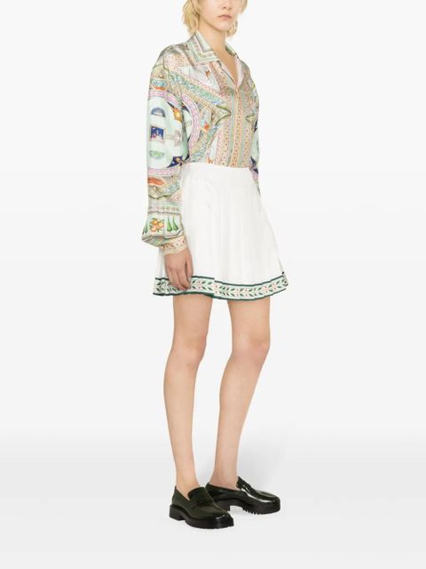 Casablanca Laurel pleated silk miniskirt - White