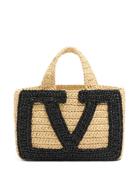 Valentino Garavani small Viva Superstar raffia tote bag - Neutrals - zdjęcie produktu nr 2
