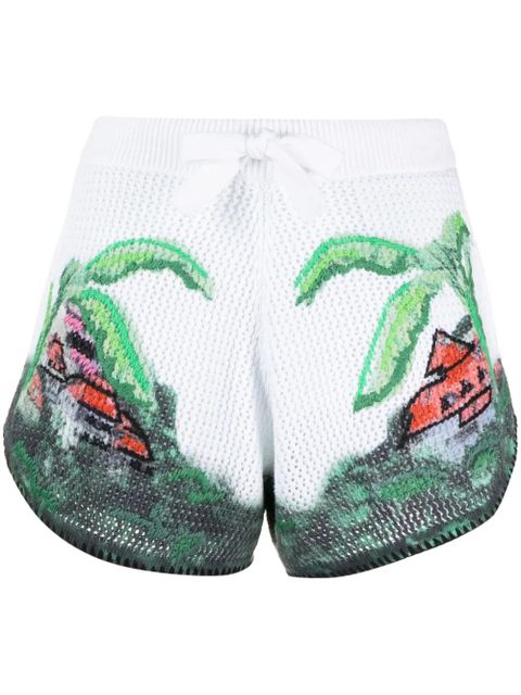 AMIRI graphic-print crochet-knit shorts - White - zdjęcie produktu nr 1