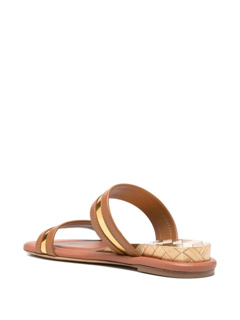 Casadei Florence metallic-trimmed leather sandals - Brown