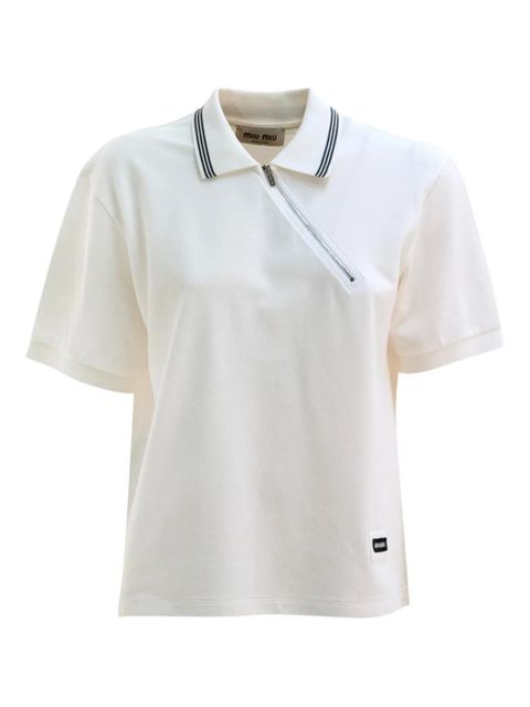 Miu Miu zip-detail polo shirt - White - zdjęcie produktu nr 1