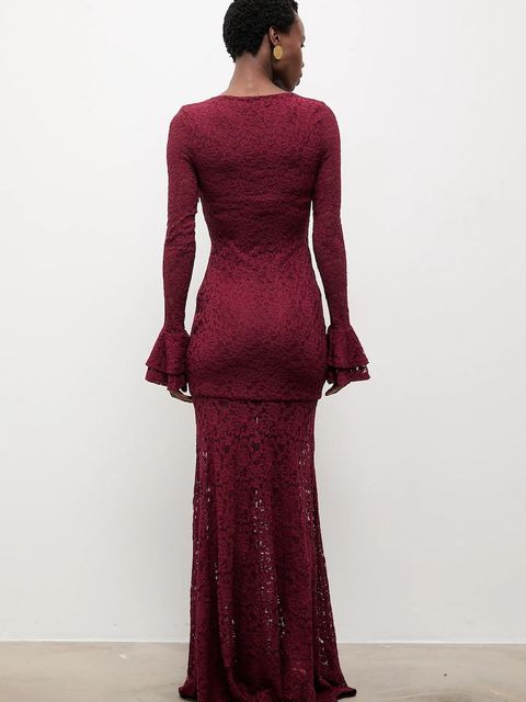 Answear.LAB sukienka kolor bordowy maxi rozkloszowana - zdjęcie produktu nr 2