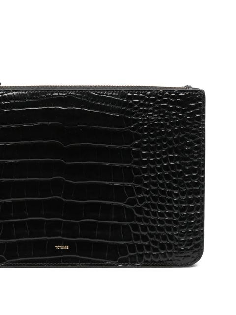 TOTEME crocodile-embossed threefold clutch bag - Black