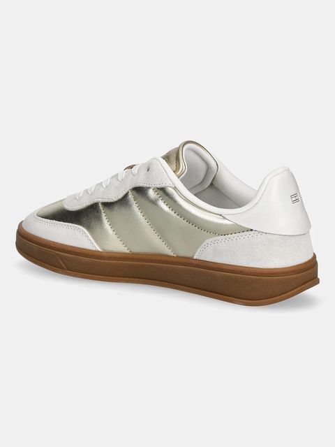 Tommy Hilfiger sneakersy skórzane MU JACKIE METALLIC damskie kolor beżowy FW0FW09026