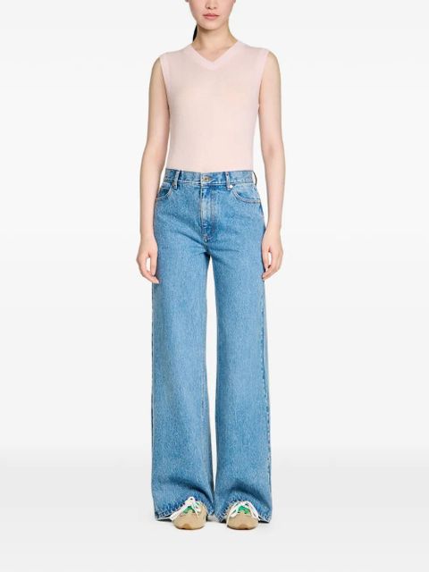 SANDRO belt-loops wide-leg jeans - Blue