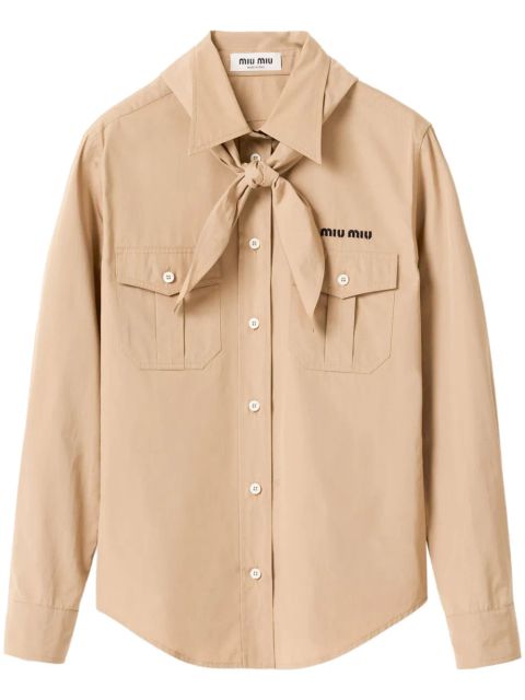 Miu Miu neckerchief poplin shirt - Neutrals