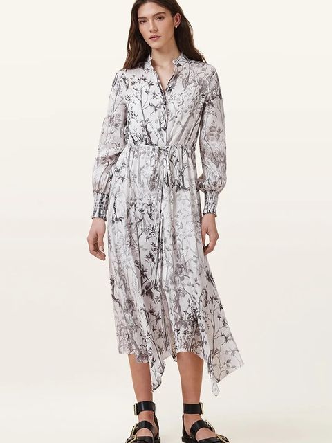 AllSaints sukienka lniana SKYLAR MAXI