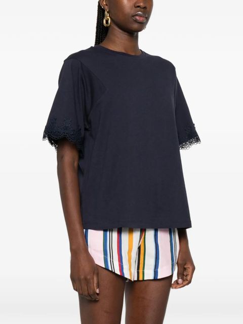 TWINSET lace-trim T-shirt - Blue