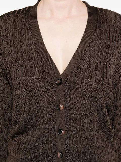 LOEWE cable-knit button cardigan - Brown