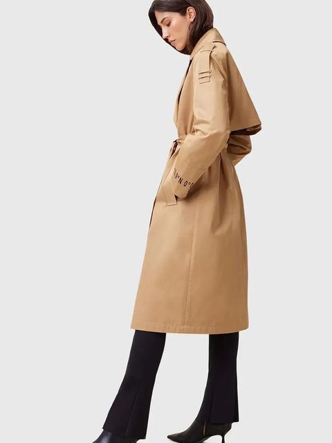 AllSaints trencz bawełniany DEMMI damski kolor brązowy przejściowy dwurzędowy W027OC - zdjęcie produktu nr 2