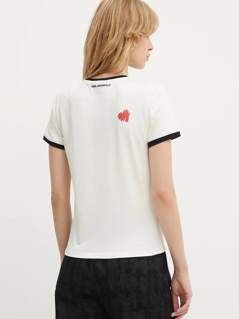Karl Lagerfeld t-shirt bawełniany damski kolor beżowy A3W17015