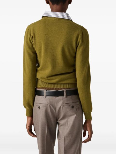 Miu Miu detachable-collar cashmere cardigan - Green