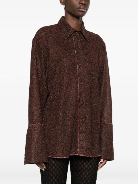 Oséree Lumière button trim shirt - Brown