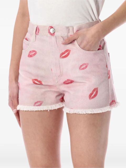ISABEL MARANT Lesia The Kiss lip-print shorts - Pink
