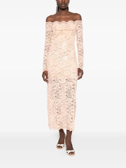 Rabanne floral-lace long-sleeve midi dress - Pink - zdjęcie produktu nr 2