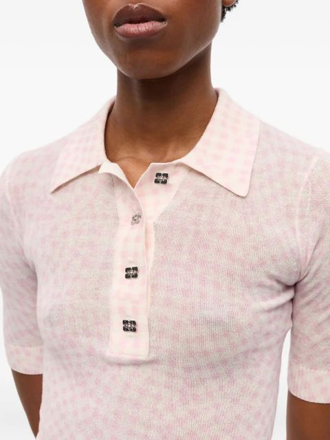 GANNI patterned-jacquard top - Pink