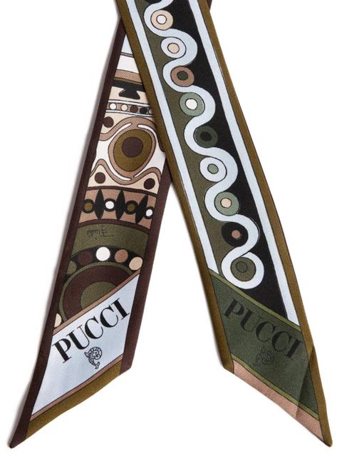 PUCCI mixed-print silk twill scarf - Brown